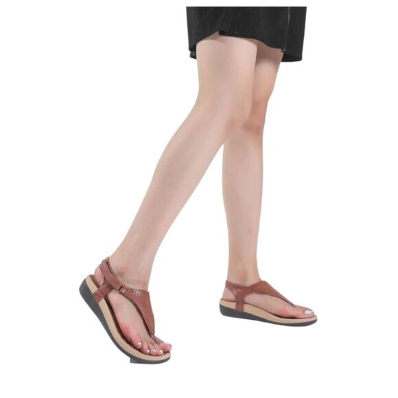 Utenag Arch Support Orthotic Adjustable Thong Sandals Faux Leather Size 40/9 - Picture 4 of 13